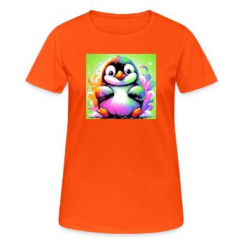 Pinguin - Frauen T-Shirt atmungsaktiv - Neonorange - Vorne - AI Model Female 172 dark (172cm)