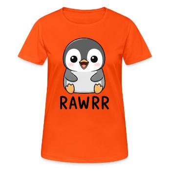 Cute Cartoon Penguin Chibi Rawr - Women's Breathable T-Shirt - neon orange - Front - AI Model Female 172 dark (172cm)