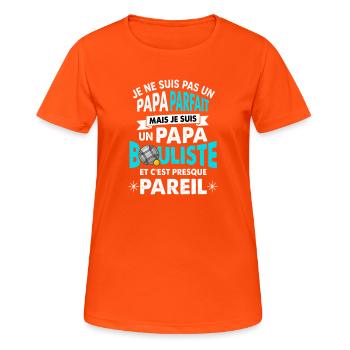 Papa Bouliste Parfait Pétanque Humour - T-shirt respirant Femme - orange néon - Devant - AI Model Female 172 dark (172cm)