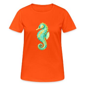 Hippocampe aquarelle - T-shirt respirant Femme - orange néon - Devant - AI Model Female 172 dark (172cm)