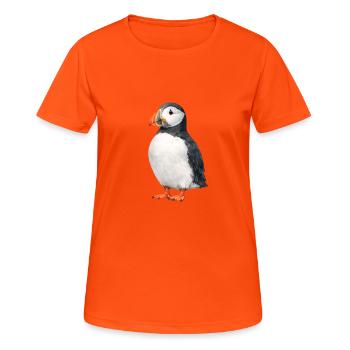 Illustration aquarelle de macareux - T-shirt respirant Femme - orange néon - Devant - AI Model Female 172 dark (172cm)