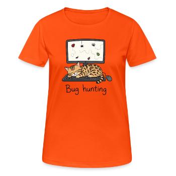 Bengal Cat IT & Programmer Humor - Women's Breathable T-Shirt - neon orange - Front - AI Model Female 172 dark (172cm)