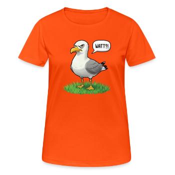 Watt Seagull Seabird Coast Beach Humor Saying - Women's Breathable T-Shirt - neon orange - Front - AI Model Female 172 dark (172cm)