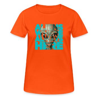 Les extraterrestres étaient toujours présents : des visiteurs extraterrestres - T-shirt respirant Femme - orange néon - Devant - AI Model Female 172 dark (172cm)