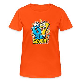 Youth Word 67 Six Seven - Women's Breathable T-Shirt - neon orange - Front - AI Model Female 172 dark (172cm)