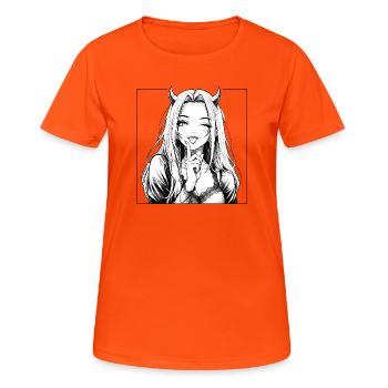Diva démoniaque du manga avec des cornes - T-shirt respirant Femme - orange néon - Devant - AI Model Female 172 dark (172cm)