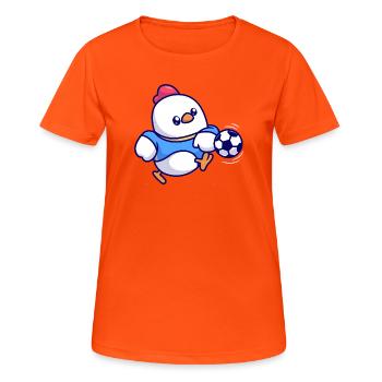 Chick Soccer Kick - Women's Breathable T-Shirt - neon orange - Front - AI Model Female 172 dark (172cm)