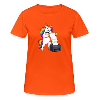 Funny Unicorn Printer Jam Rage - Women's Breathable T-Shirt - neon orange - Front - AI Model Female 172 dark (172cm)