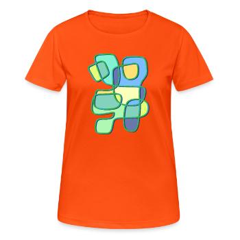Patchwork Colour Play Contour Art - T-shirt respirant Femme - orange néon - Devant - AI Model Female 172 dark (172cm)