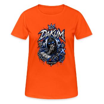 DAKUM Streetwear Skull Motif - Women's Breathable T-Shirt - neon orange - Front - AI Model Female 172 dark (172cm)