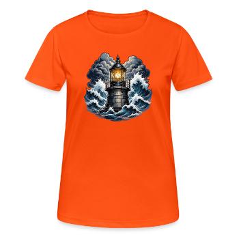 Phare dans la tempête - T-shirt respirant Femme - orange néon - Devant - AI Model Female 172 dark (172cm)
