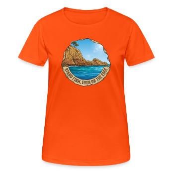 Illustration du paysage avec falaise et mer - T-shirt respirant Femme - orange néon - Devant - AI Model Female 172 dark (172cm)