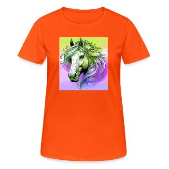 cheval - T-shirt respirant Femme - orange néon - Devant - AI Model Female 172 dark (172cm)