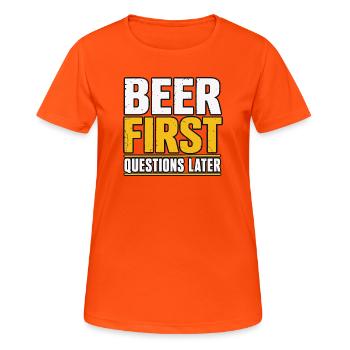 Bière, Amateur de bière, Fan de bière, Cadeau d’orge - T-shirt respirant Femme - orange néon - Devant - AI Model Female 172 dark (172cm)