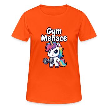 Gym Menace Unicorn Lifter - Women's Breathable T-Shirt - neon orange - Front - AI Model Female 172 dark (172cm)