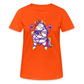 Unicorn Tangled In Earbuds - Women's Breathable T-Shirt - neon orange - Front - AI Model Female 172 dark (172cm)