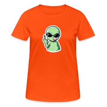 Extraterrestre avec lunettes de soleil Groove de fellation - T-shirt respirant Femme - orange néon - Devant - AI Model Female 172 dark (172cm)