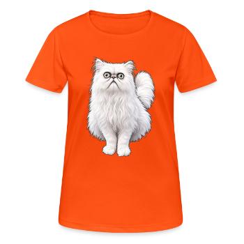 Chat bizarre - T-shirt respirant Femme - orange néon - Devant - AI Model Female 172 dark (172cm)