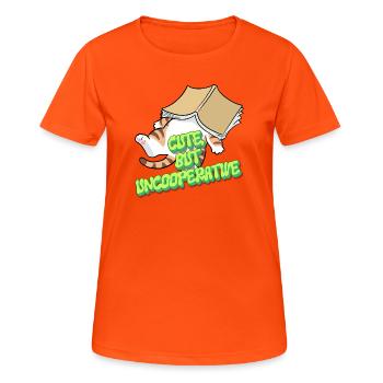 Chat mignon mais peu coopératif - T-shirt respirant Femme - orange néon - Devant - AI Model Female 172 dark (172cm)