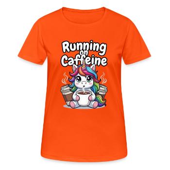 Caffeine Fueled Unicorn - Women's Breathable T-Shirt - neon orange - Front - AI Model Female 172 dark (172cm)