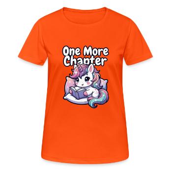 Un chapitre de plus : Licorne Douillette - T-shirt respirant Femme - orange néon - Devant - AI Model Female 172 dark (172cm)