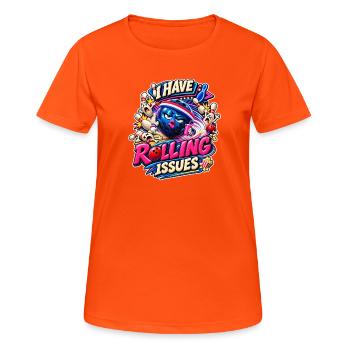 I Have Rolling Issues Bowling Ball Comic Saying - Women's Breathable T-Shirt - neon orange - Front - AI Model Female 172 dark (172cm)