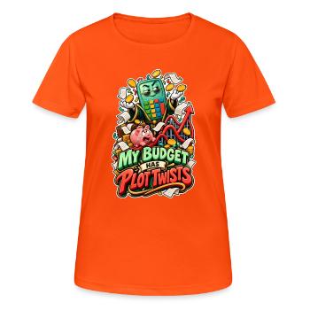 Mon budget contient des comics calculateurs de rebondissements - T-shirt respirant Femme - orange néon - Devant - AI Model Female 172 dark (172cm)