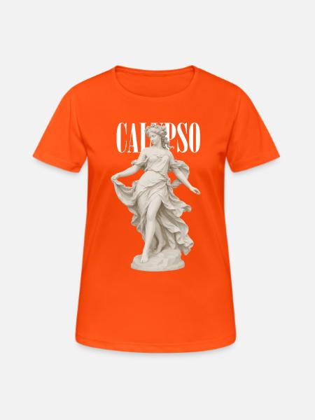 Calypso-Göttin in drapiertem Kleid - Frauen T-Shirt atmungsaktiv - Neonorange