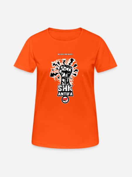 SHK Antifa – No Cops! No Nazis! (dunkel) - Frauen T-Shirt atmungsaktiv - Neonorange