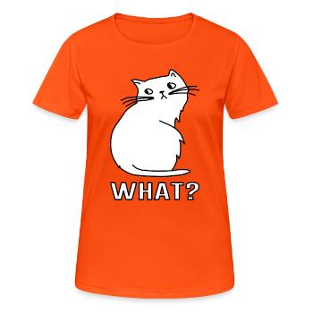 Niedliche Katze What - Frauen T-Shirt atmungsaktiv - Neonorange - Vorne - AI Model Female 172 dark (172cm)