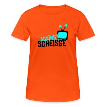 against scheisse - television - Frauen T-Shirt atmungsaktiv - Neonorange - Vorne - AI Model Female 172 dark (172cm)