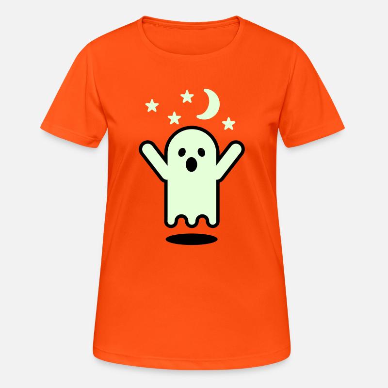 Glow in the dark ghost - Women's Breathable T-Shirt - neon orange