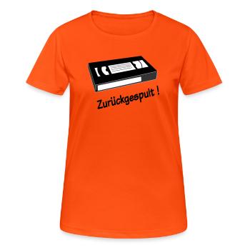 Zurueckgespult - Frauen T-Shirt atmungsaktiv - Neonorange - Vorne - AI Model Female 172 dark (172cm)