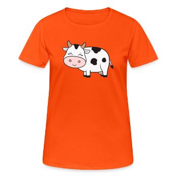 Vache Vaches - T-shirt respirant Femme - orange néon - Devant - AI Model Female 172 dark (172cm)