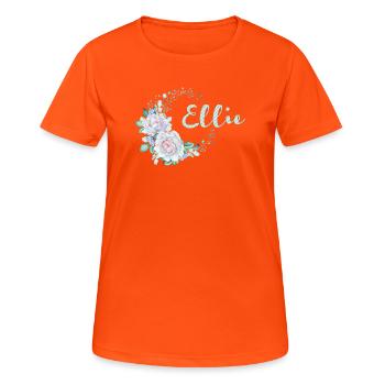 Ellie Flower Wreath Name - Women's Breathable T-Shirt - neon orange - Front - AI Model Female 172 dark (172cm)