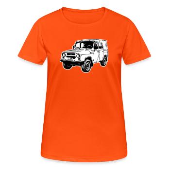 Véhicule tout-terrain UAZ (2 couleurs) - T-shirt respirant Femme - orange néon - Devant - AI Model Female 172 dark (172cm)