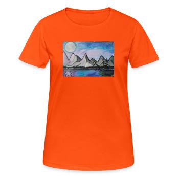 Nuit au clair de lune au bord du lac tranquille - T-shirt respirant Femme - orange néon - Devant - AI Model Female 172 dark (172cm)