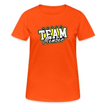 Team Mitglied - Frauen T-Shirt atmungsaktiv - Neonorange - Vorne - AI Model Female 172 dark (172cm)