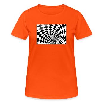 Hypnotic Checkerboard Spiral - Women's Breathable T-Shirt - neon orange - Front - AI Model Female 172 dark (172cm)