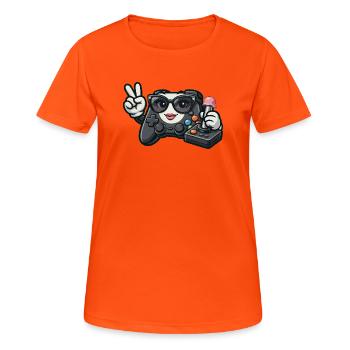 Manette de jeu Kawaii WWII - T-shirt respirant Femme - orange néon - Devant - AI Model Female 172 dark (172cm)