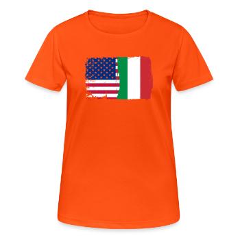 US Italy Flag Fusion - Women's Breathable T-Shirt - neon orange - Front - AI Model Female 172 dark (172cm)