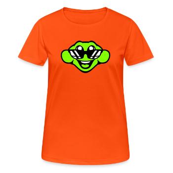 Frosch Kröte cool Sonnenbrille lacht glücklich süß - Frauen T-Shirt atmungsaktiv - Neonorange - Vorne - AI Model Female 172 dark (172cm)