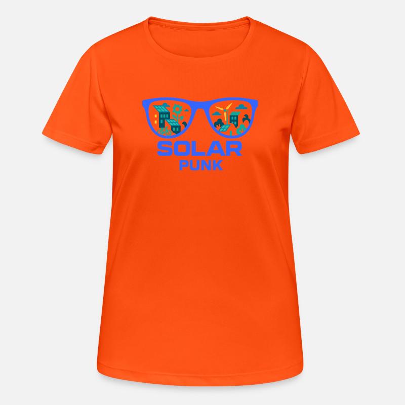 Solarpunk Vision - Women's Breathable T-Shirt - neon orange