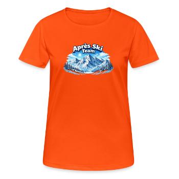 Après Ski Team Mountain Panorama - T-shirt respirant Femme - orange néon - Devant - AI Model Female 172 dark (172cm)