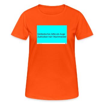 Wächterwitz: Auge Zudrücken - Frauen T-Shirt atmungsaktiv - Neonorange - Vorne - AI Model Female 172 dark (172cm)