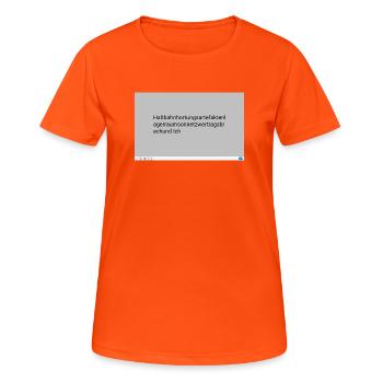 Kryptische Textmuster Grau Neon - Frauen T-Shirt atmungsaktiv - Neonorange - Vorne - AI Model Female 172 dark (172cm)