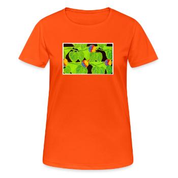 Oiseaux tropicaux et fruits - T-shirt respirant Femme - orange néon - Devant - AI Model Female 172 dark (172cm)