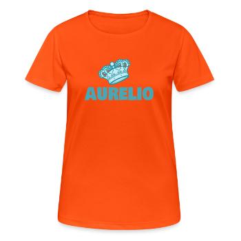 Geschenk für Aurelio - Frauen T-Shirt atmungsaktiv - Neonorange - Vorne - AI Model Female 172 dark (172cm)