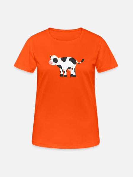 Kuh Kühe - Frauen T-Shirt atmungsaktiv - Neonorange