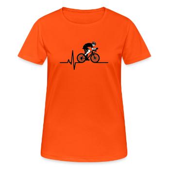 ECG du battement de cœur pour vélo de route - T-shirt respirant Femme - orange néon - Devant - AI Model Female 172 dark (172cm)